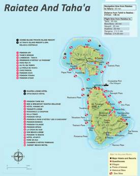 Raiatea And Taha'a - Hotels And Attractions Map