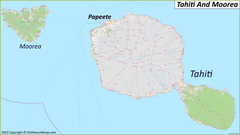 Tahiti And Moorea Map