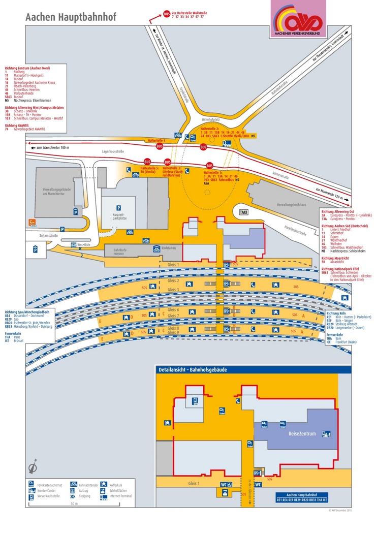 Aachen hauptbahnhof map (central train station)