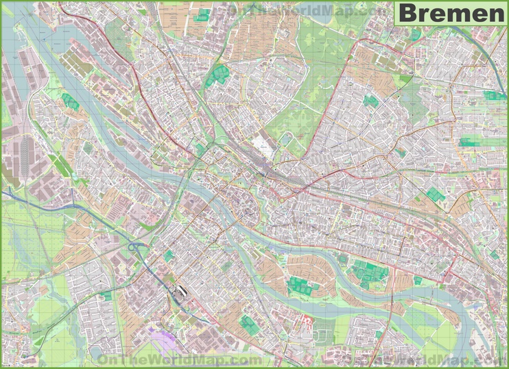 Large detailed map of Bremen