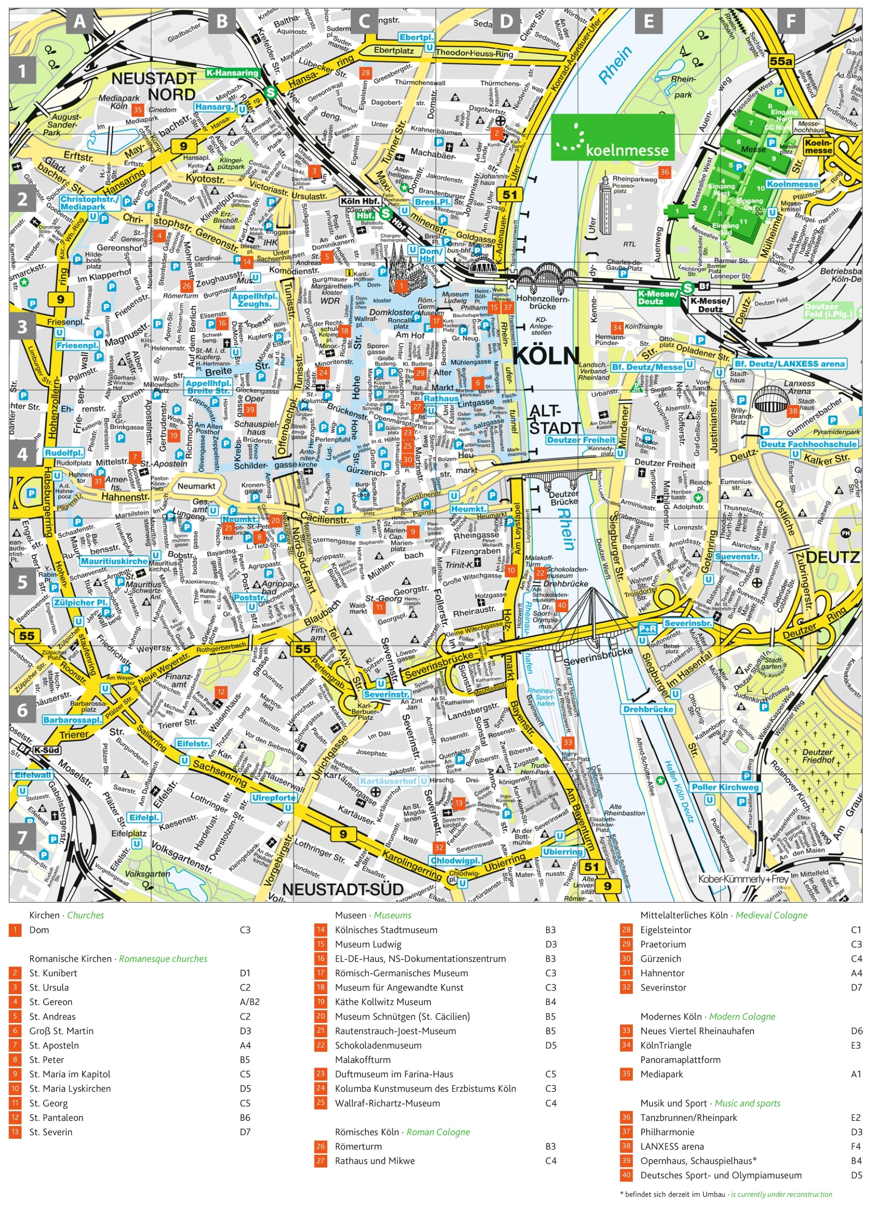 Cologne tourist attractions map