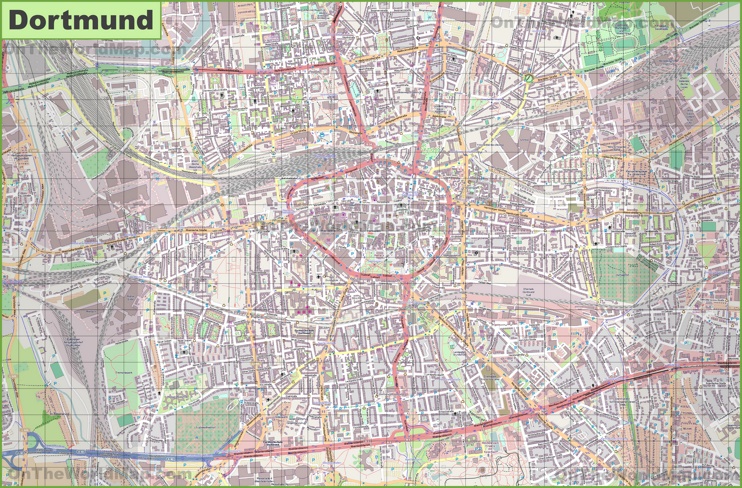 Large detailed map of Dortmund