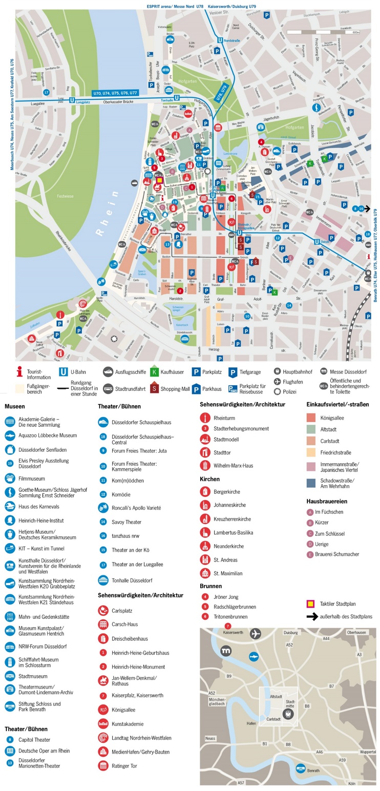 Düsseldorf tourist attractions map
