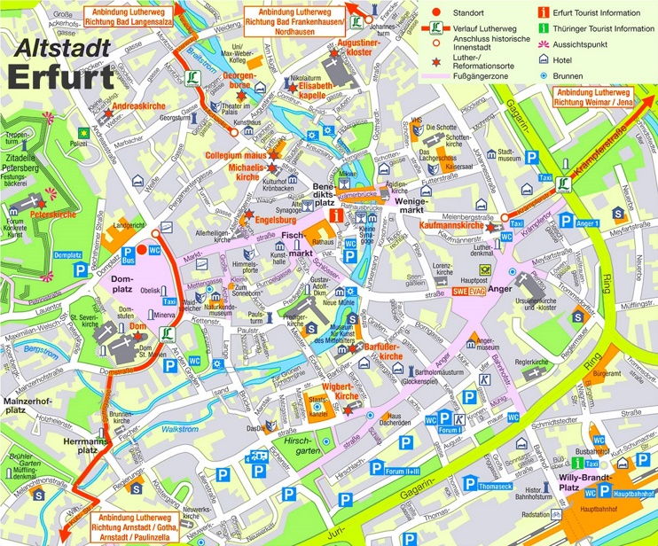 Erfurt city center map
