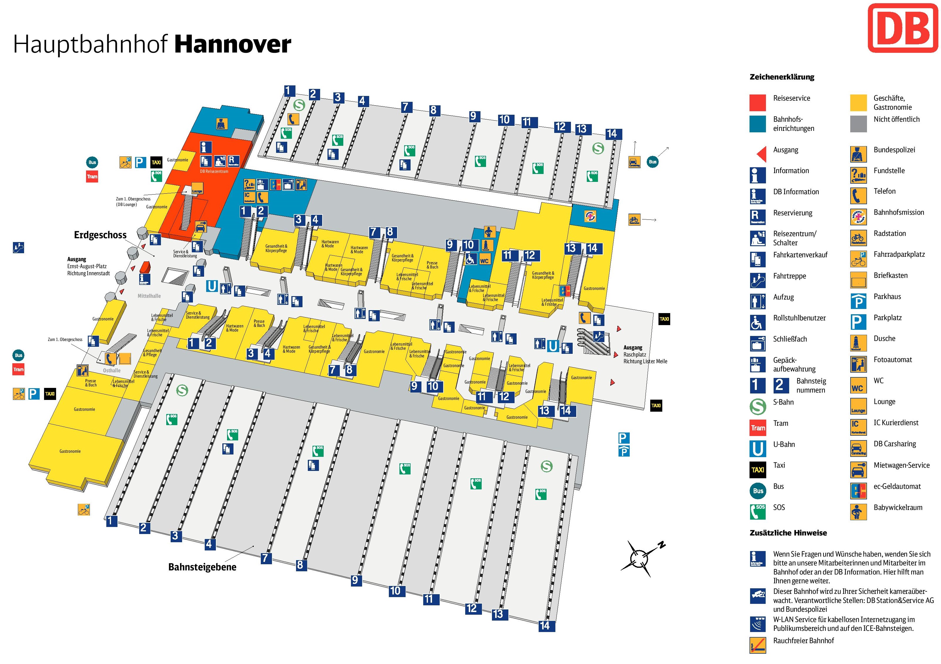 Hannover hauptbahnhof map (central train station)
