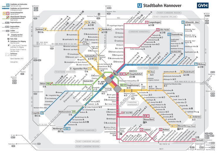 Hannover tram and metro map