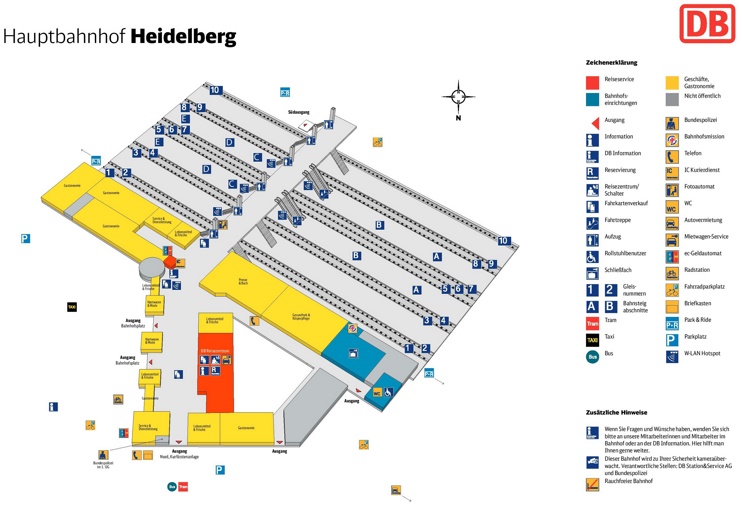 Heidelberg hauptbahnhof map (central train station)