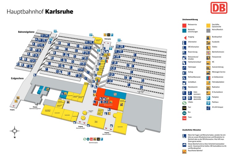 Karlsruhe hauptbahnhof map (central train station)
