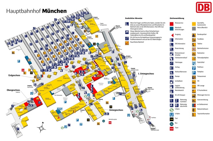 Munich hauptbahnhof map (central train station)