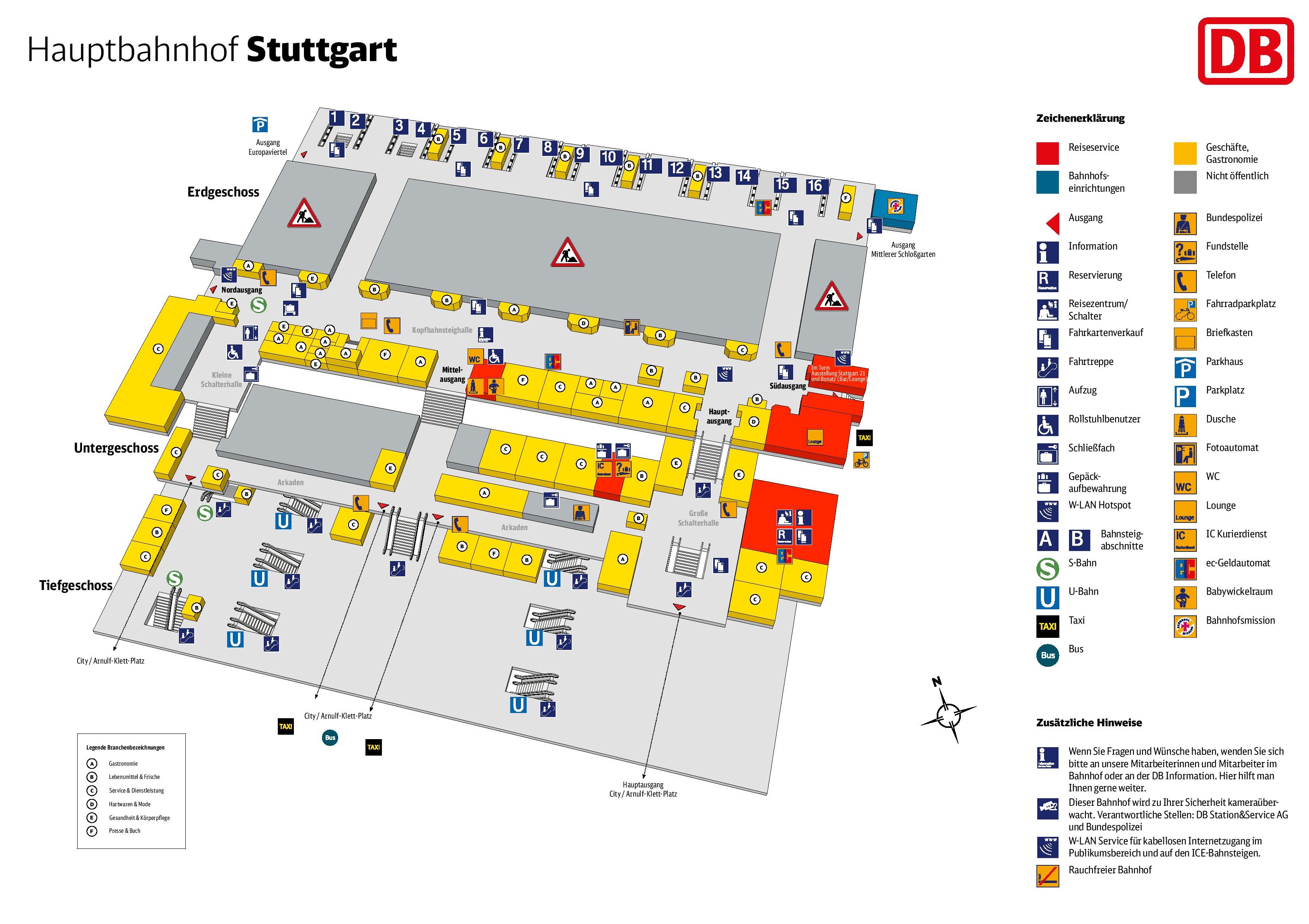 Stuttgart hauptbahnhof map (central train station)