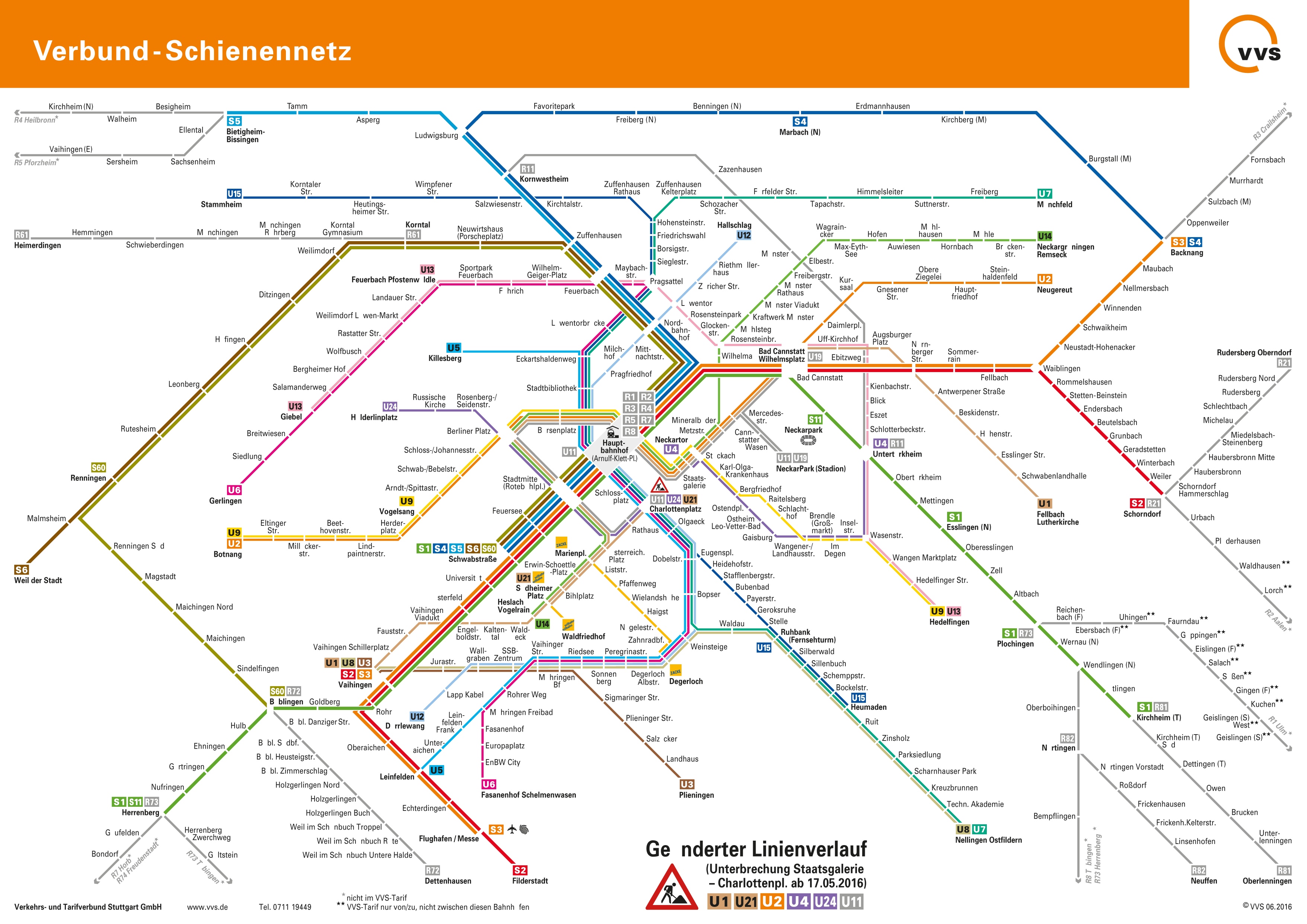 Stuttgart metro and rail map