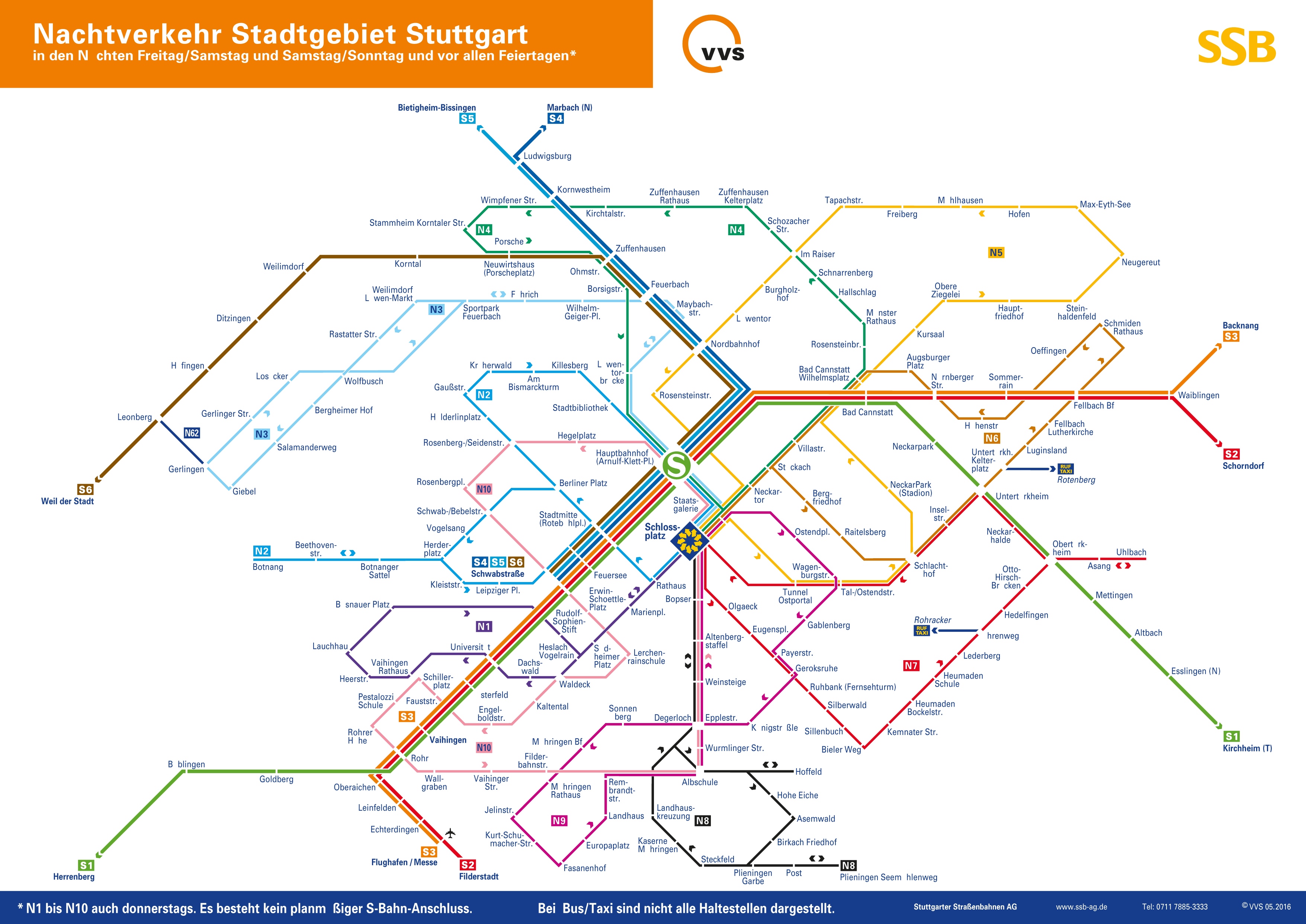 Stuttgart night SBahn map