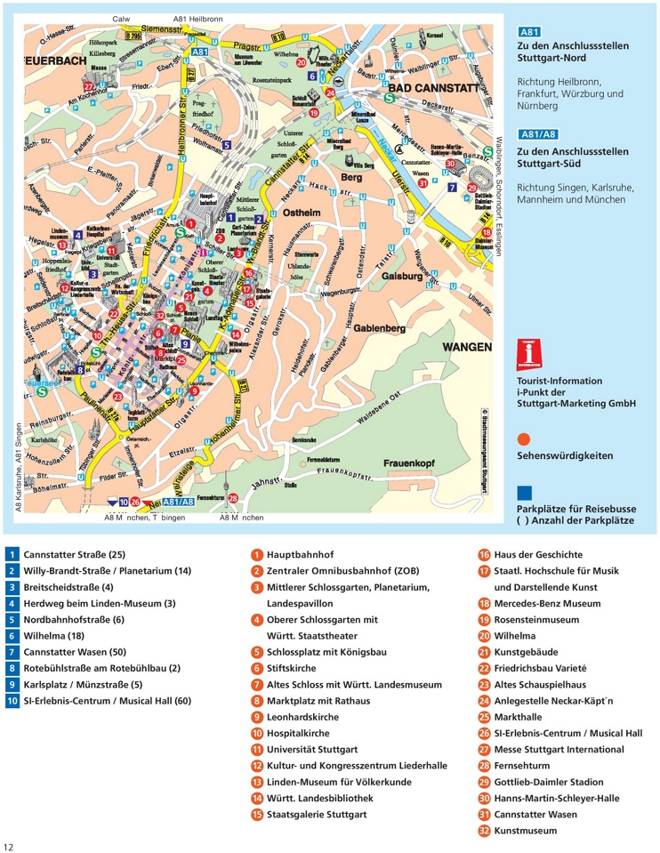 Stuttgart sightseeing map