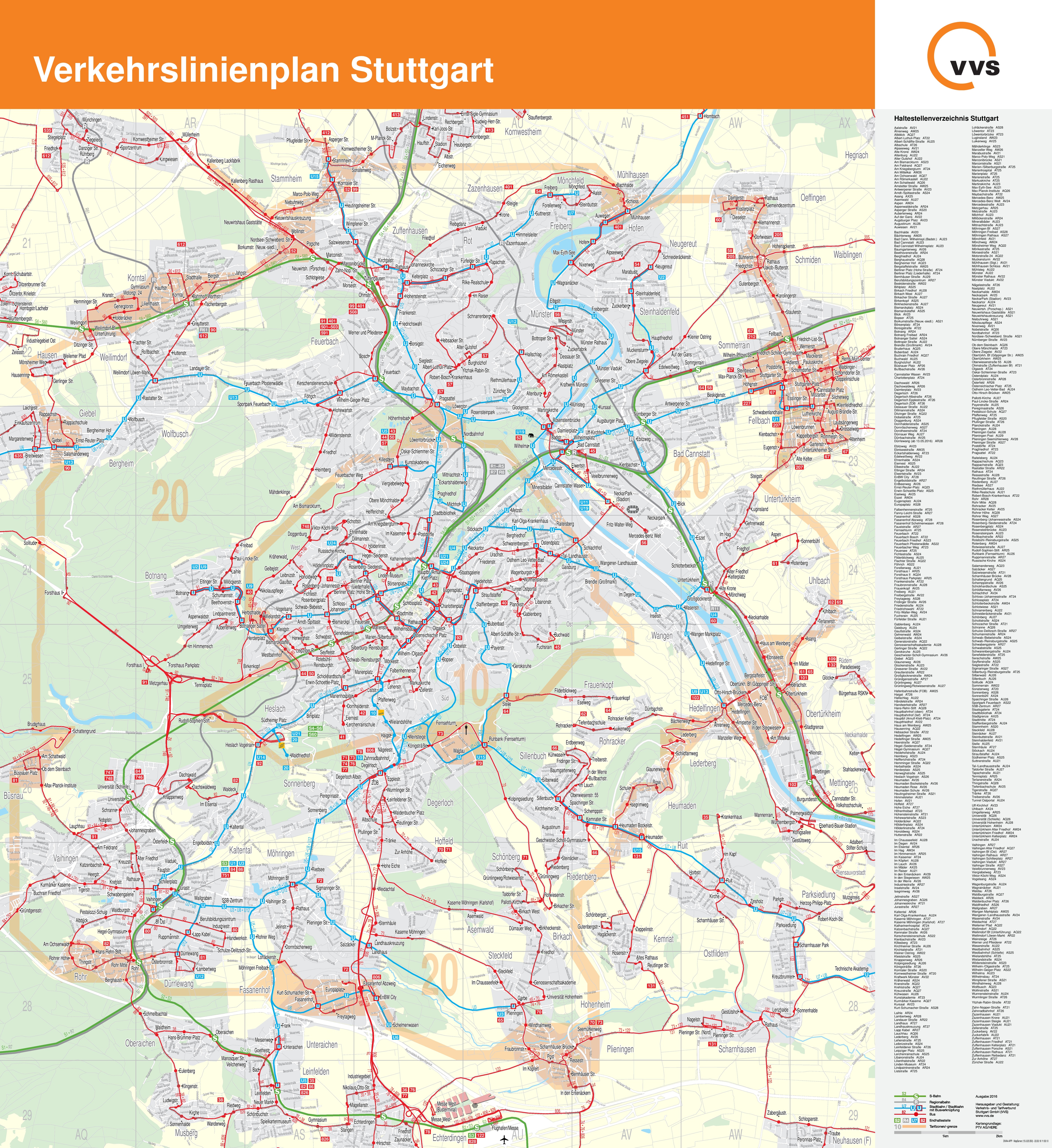 Stuttgart transport map
