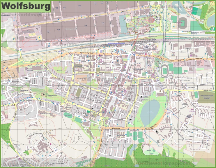 Large detailed map of Wolfsburg
