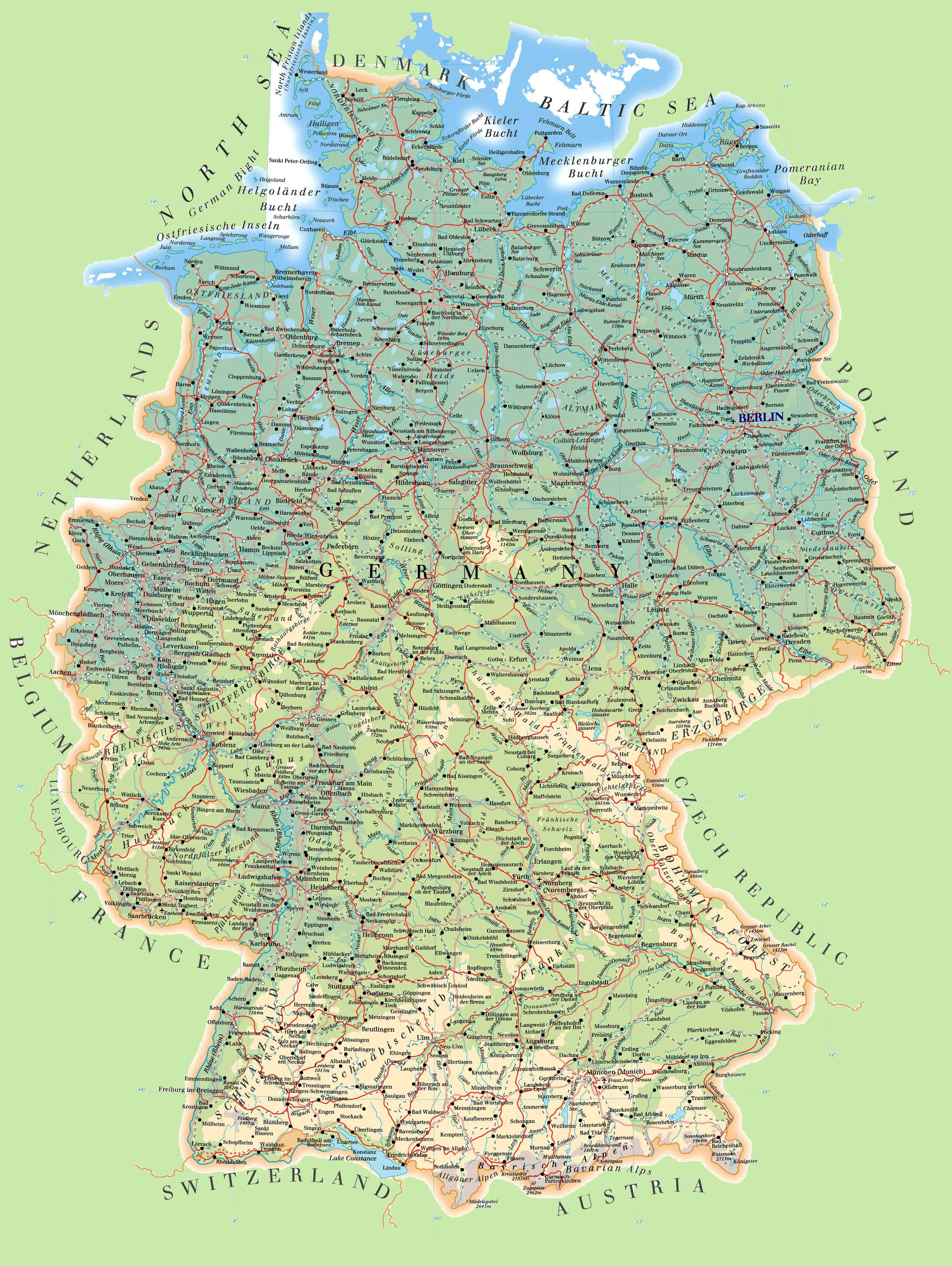 Printable Map Of Germany With Cities 8422