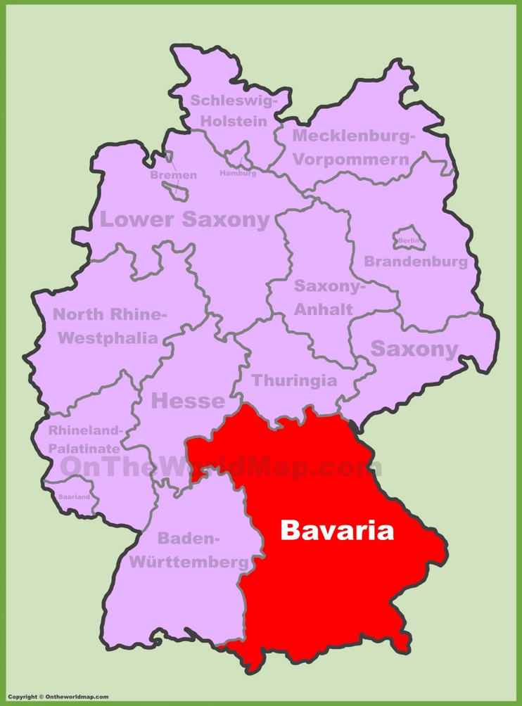 Bavaria location on the Germany map