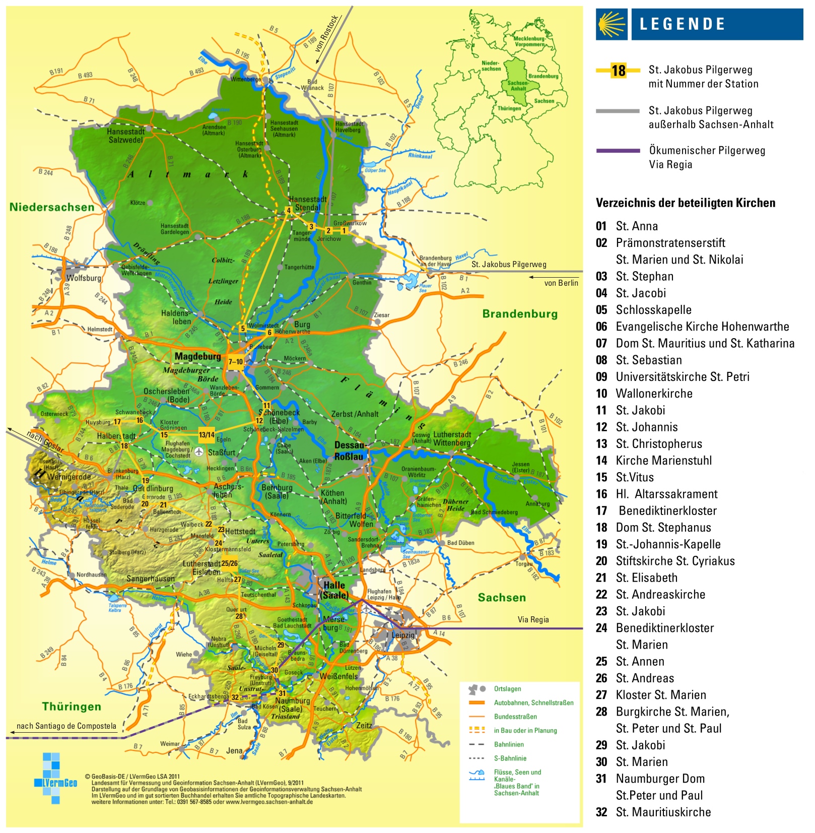 Large Detailed Map Of Saxony Anhalt