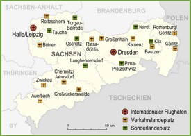 Map of airports in Saxony