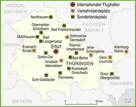 Map of airports in Thuringia