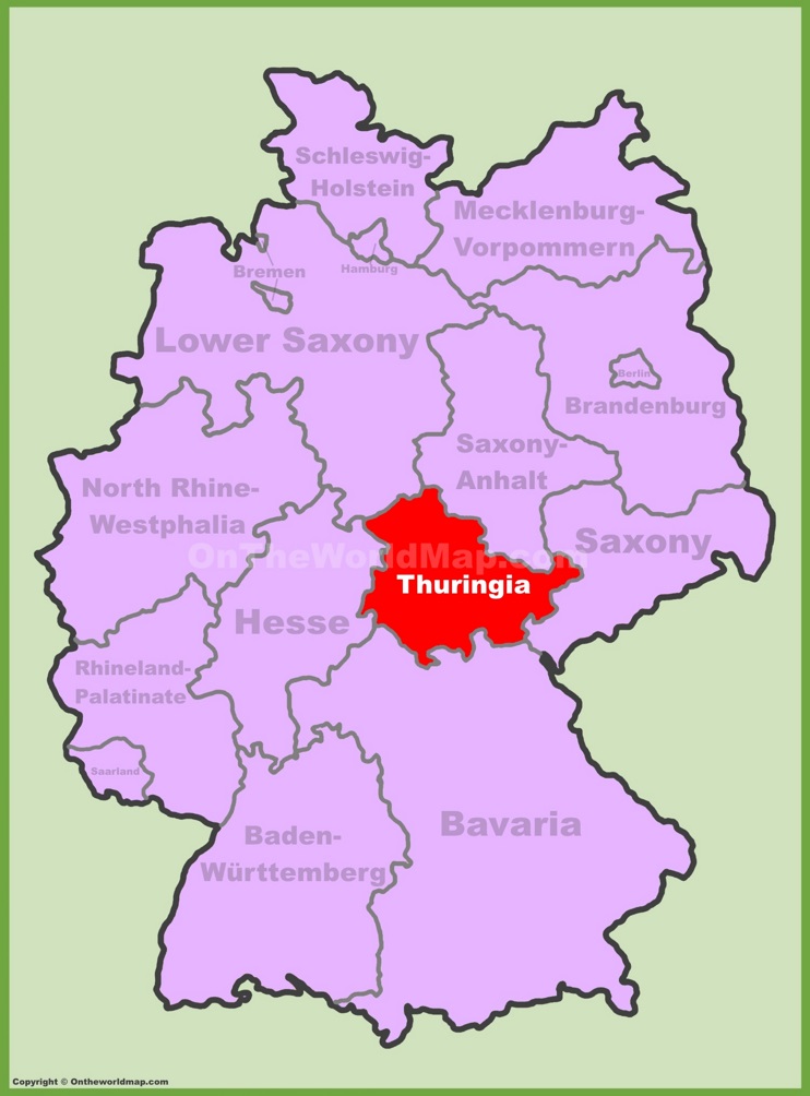 Thuringia location on the Germany map