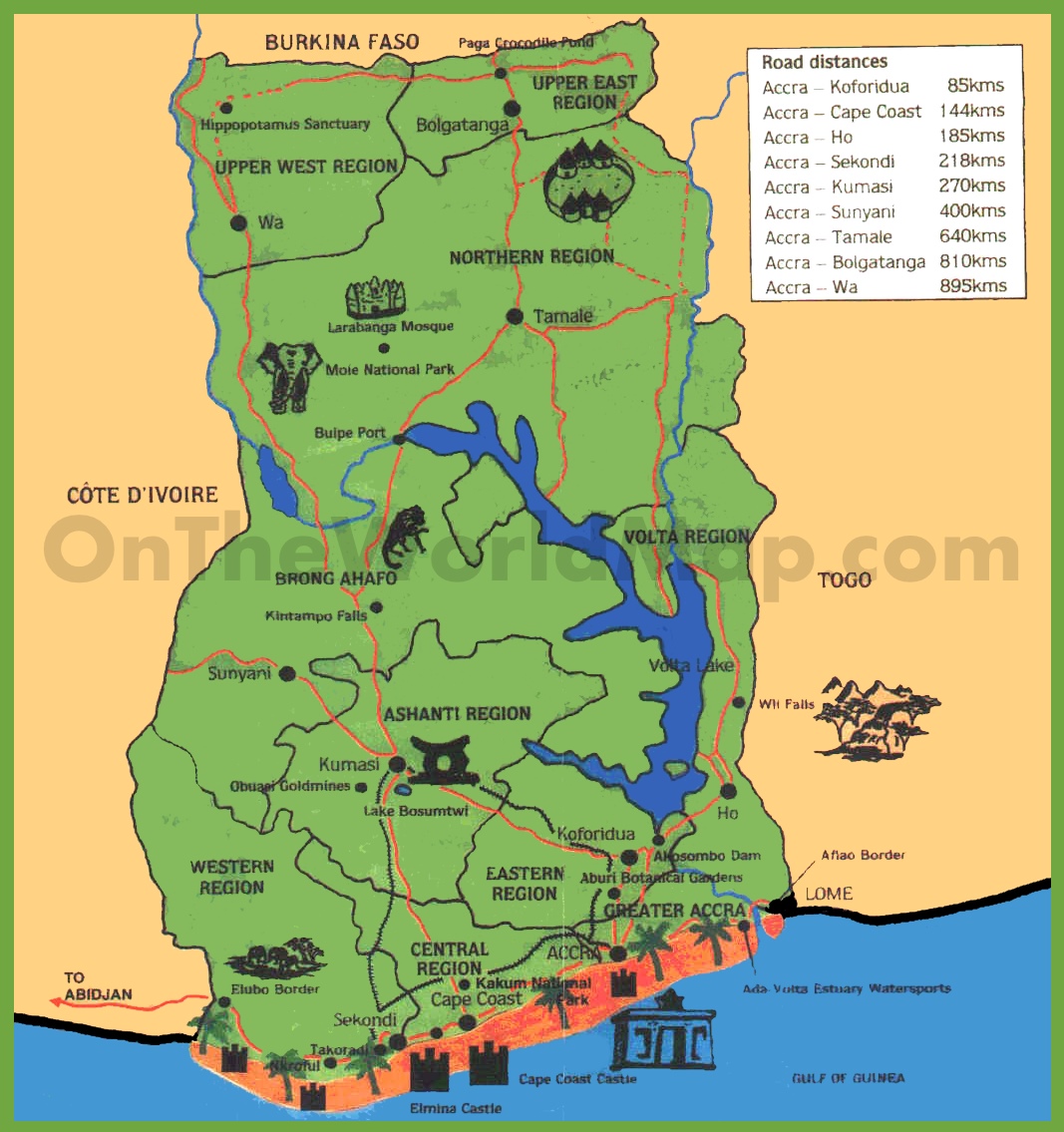 Tourist Map Of Ghana