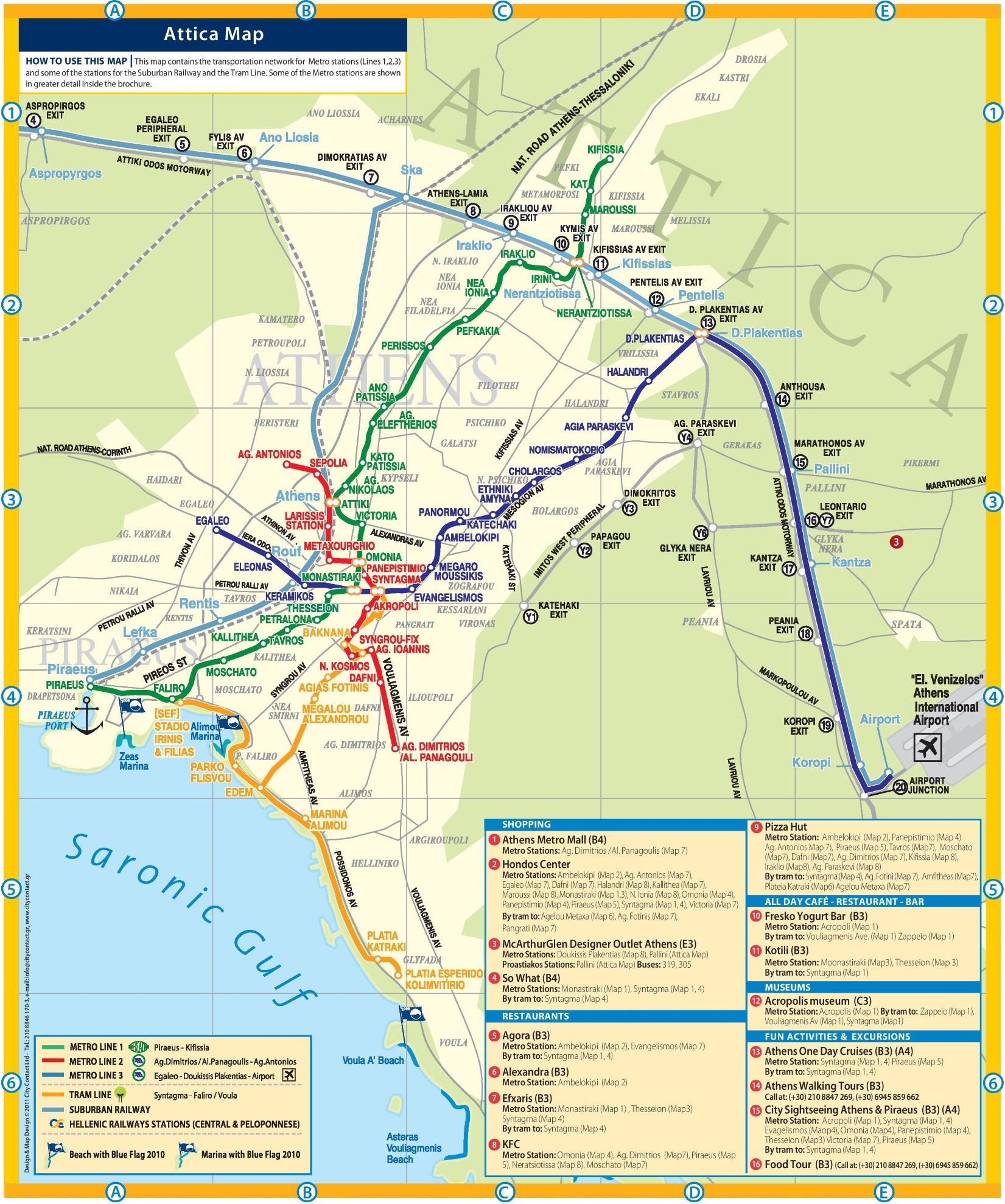 Athens metro and tram map