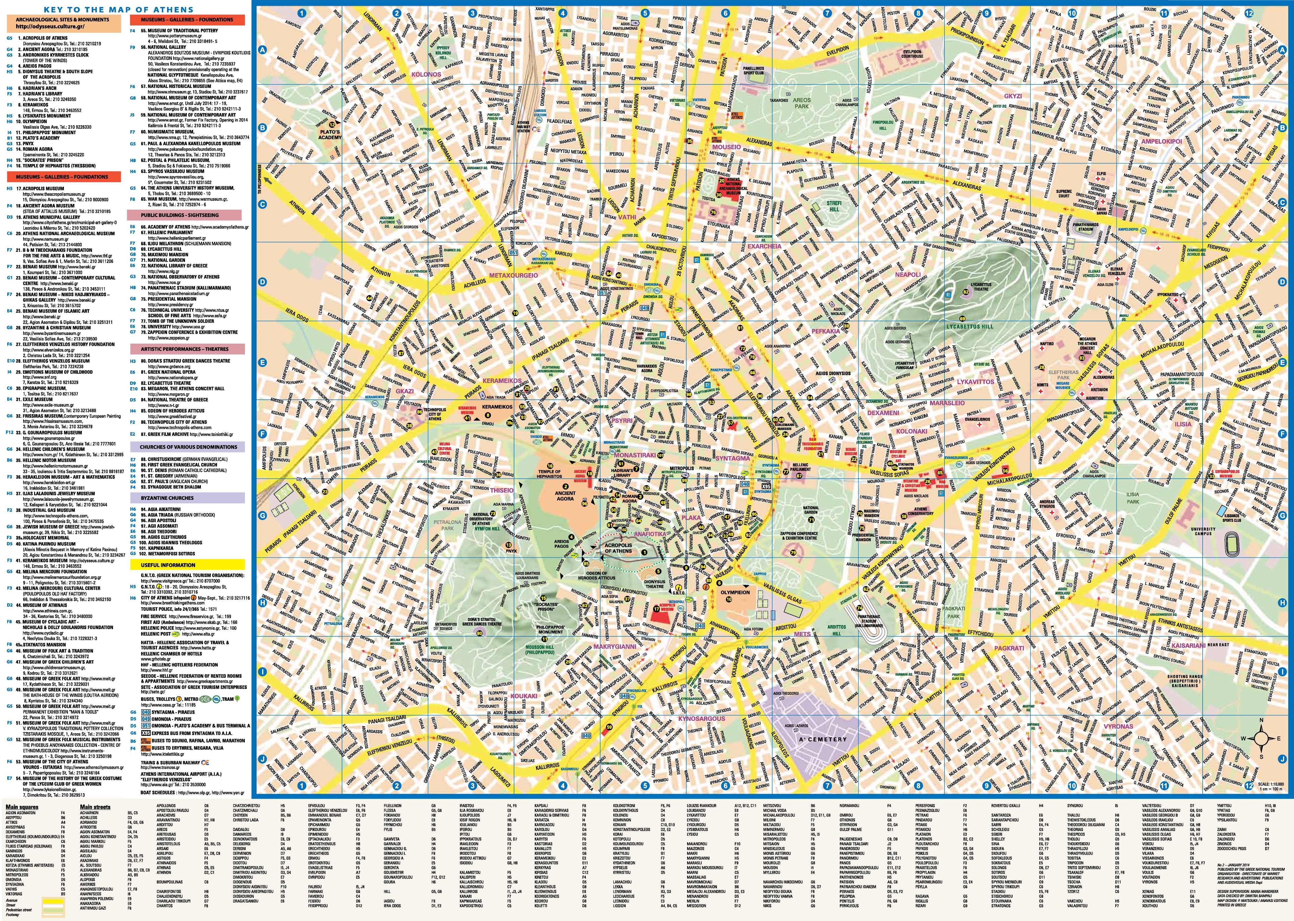 Athens tourist attractions map