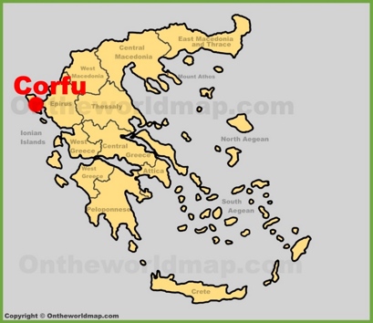 Corfu City Location Map