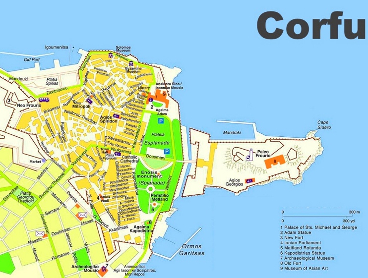Corfu City tourist map