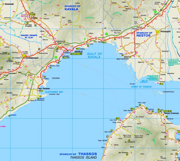 Kavala area map