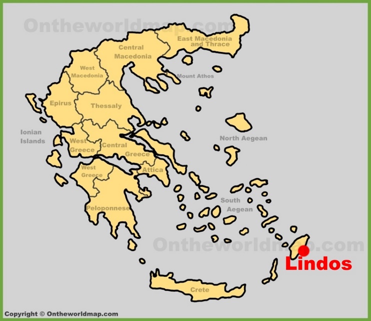 Lindos location on the Greece map
