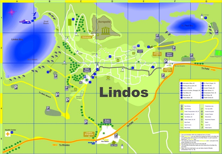 Lindos tourist map