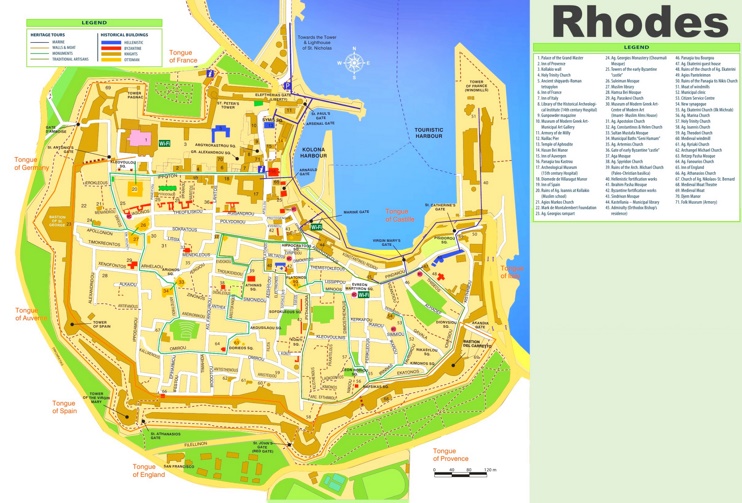 Rhodes old town map