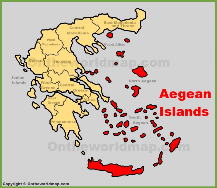 Aegean Islands location on the Greece map 