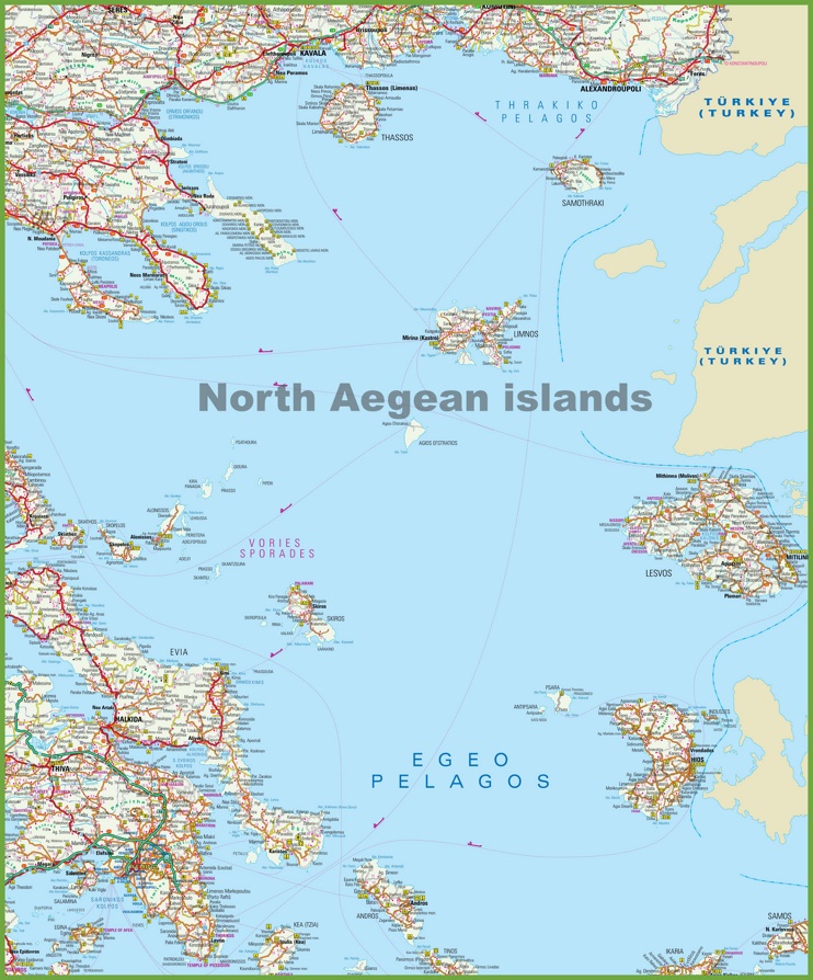North Aegean Islands map