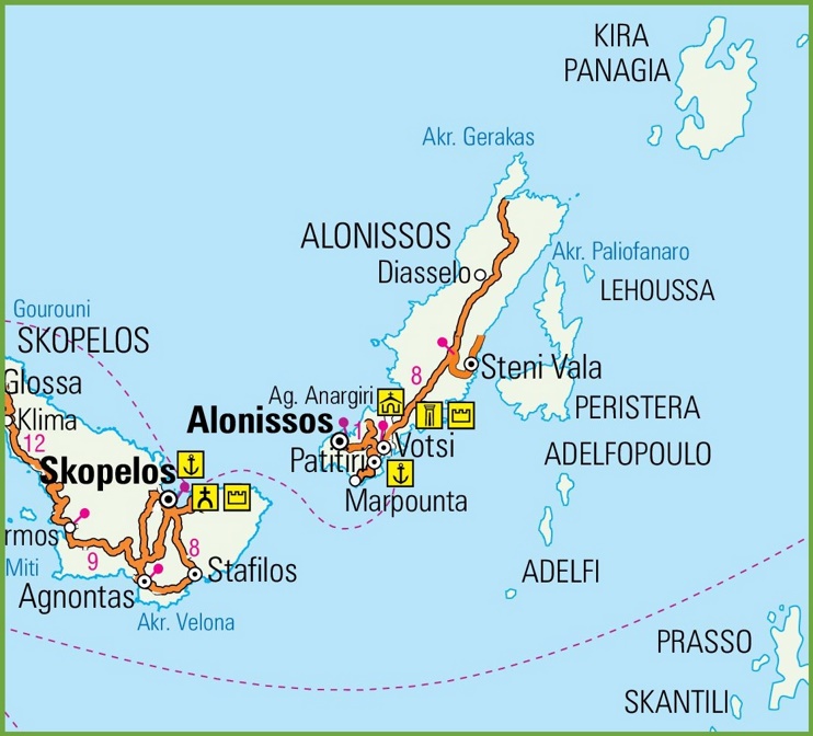Alonnisos road map