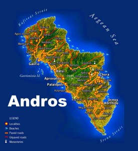 Andros beaches map