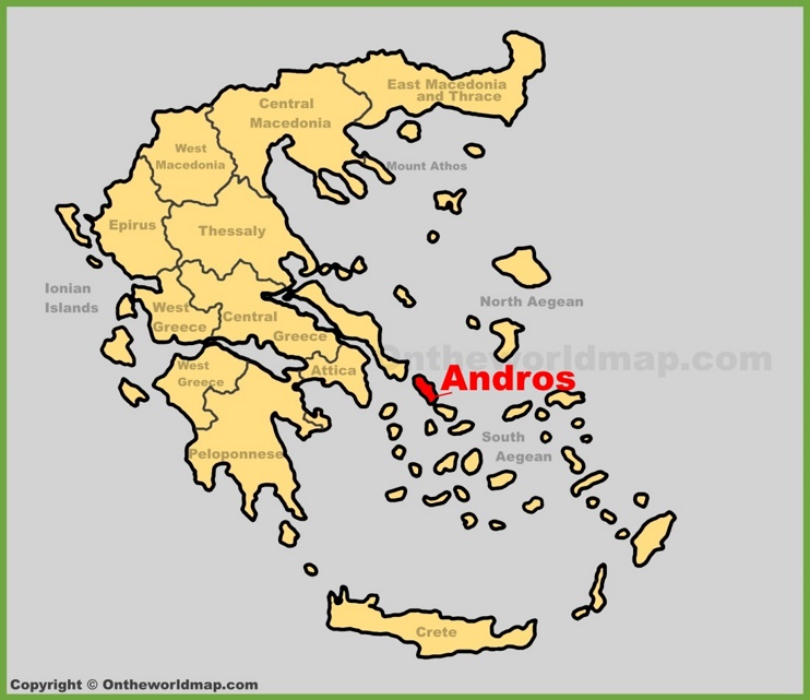 Andros location on the Greece map 