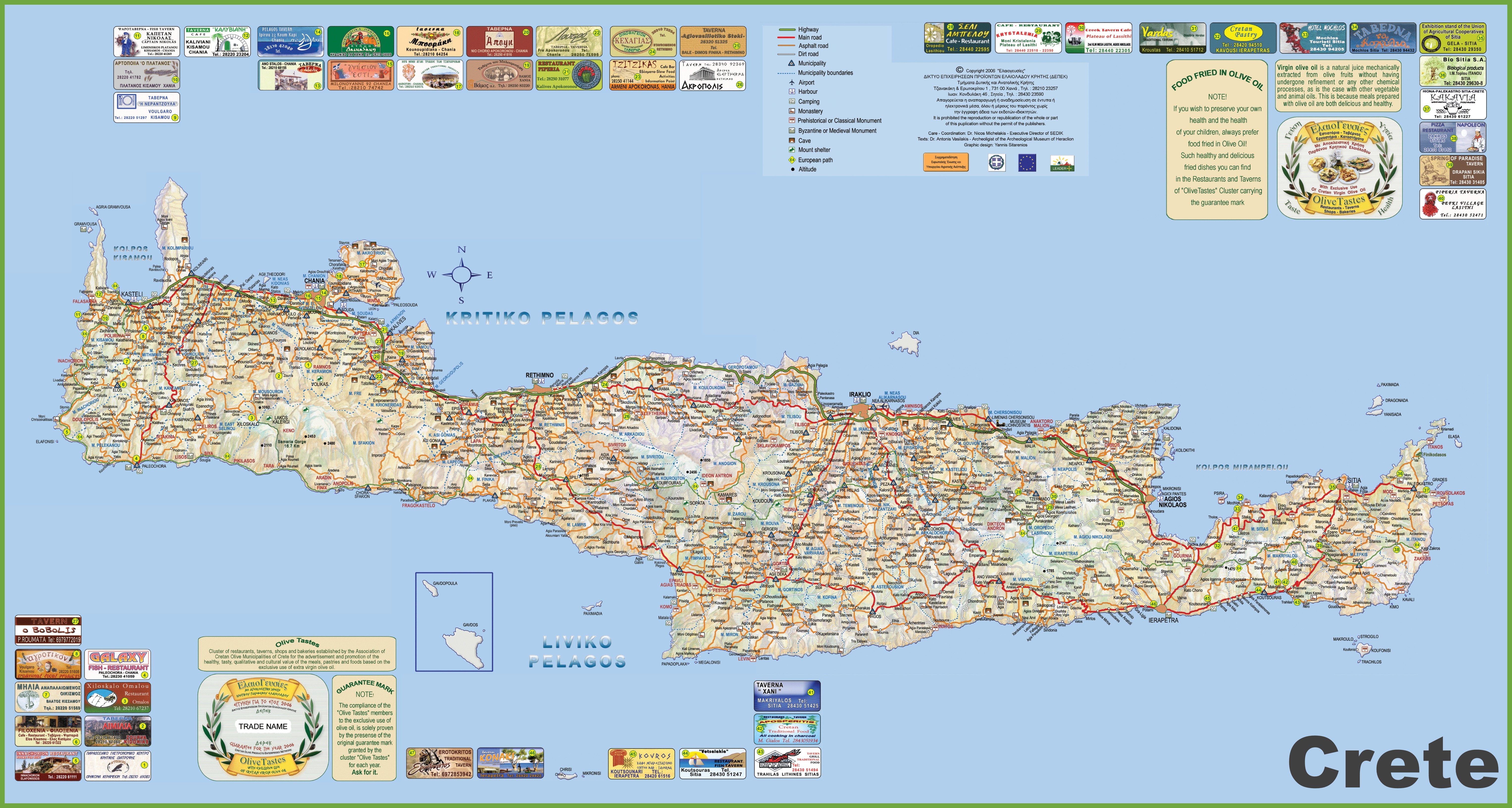 Meilleures Plages Cretes Carte Touristique Greece Travel Crete Map Images