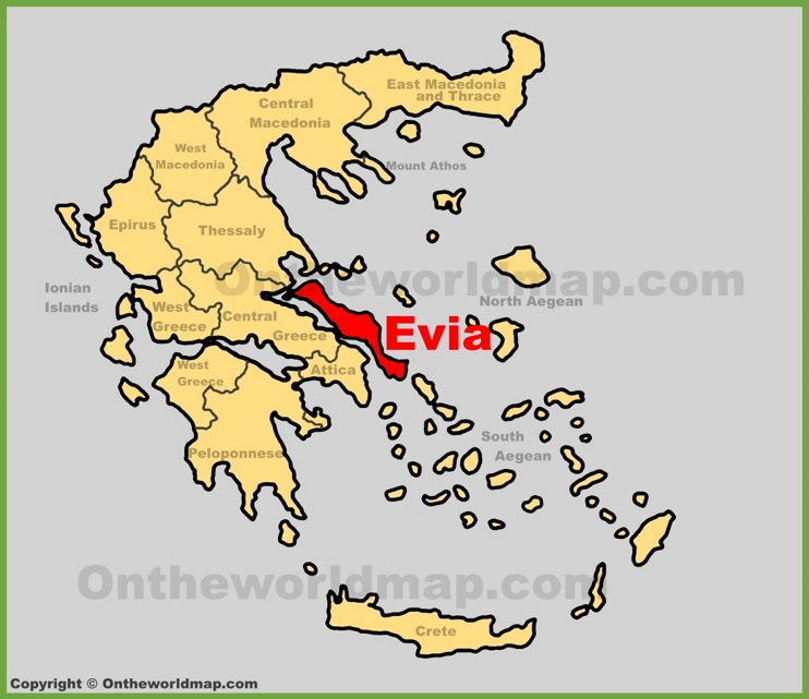 Evia location on the Greece map