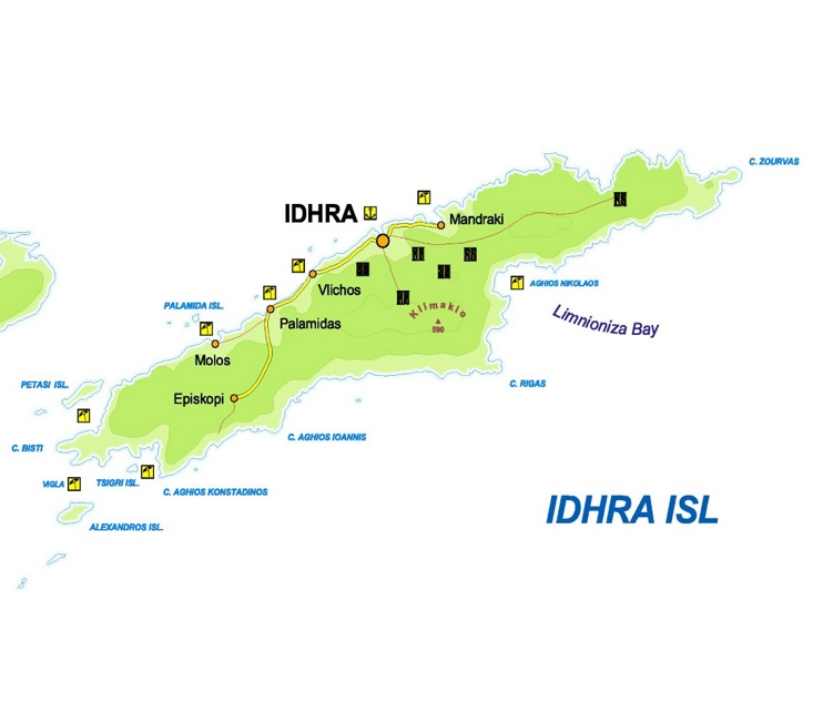 Hydra tourist map