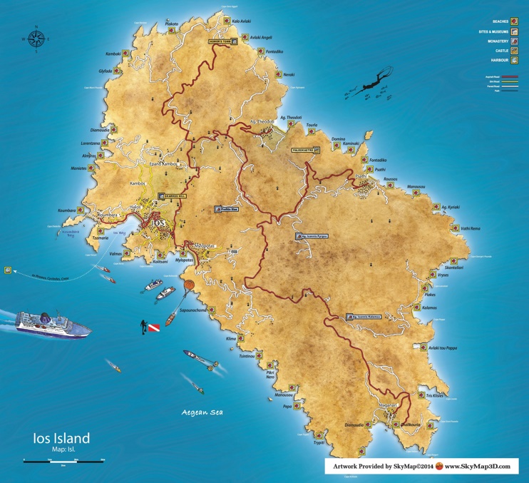 Ios island tourist map