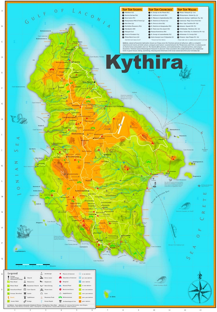 Kythira sightseeing map