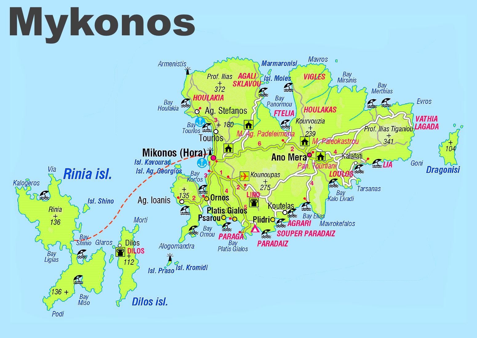 Mykonos Sightseeing Map