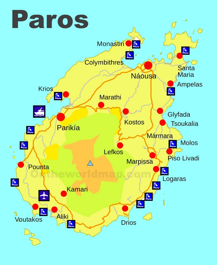 Paros beaches map