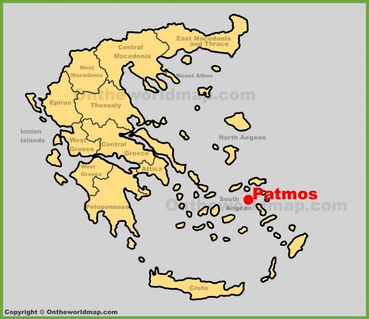 Patmos location on the Greece map