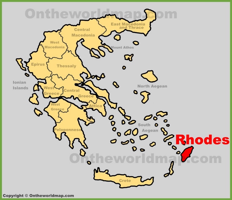 Rhodes location on the Greece map