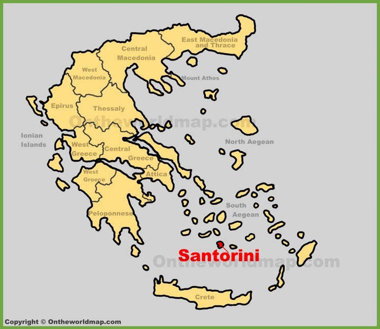 Santorini location on the Greece map