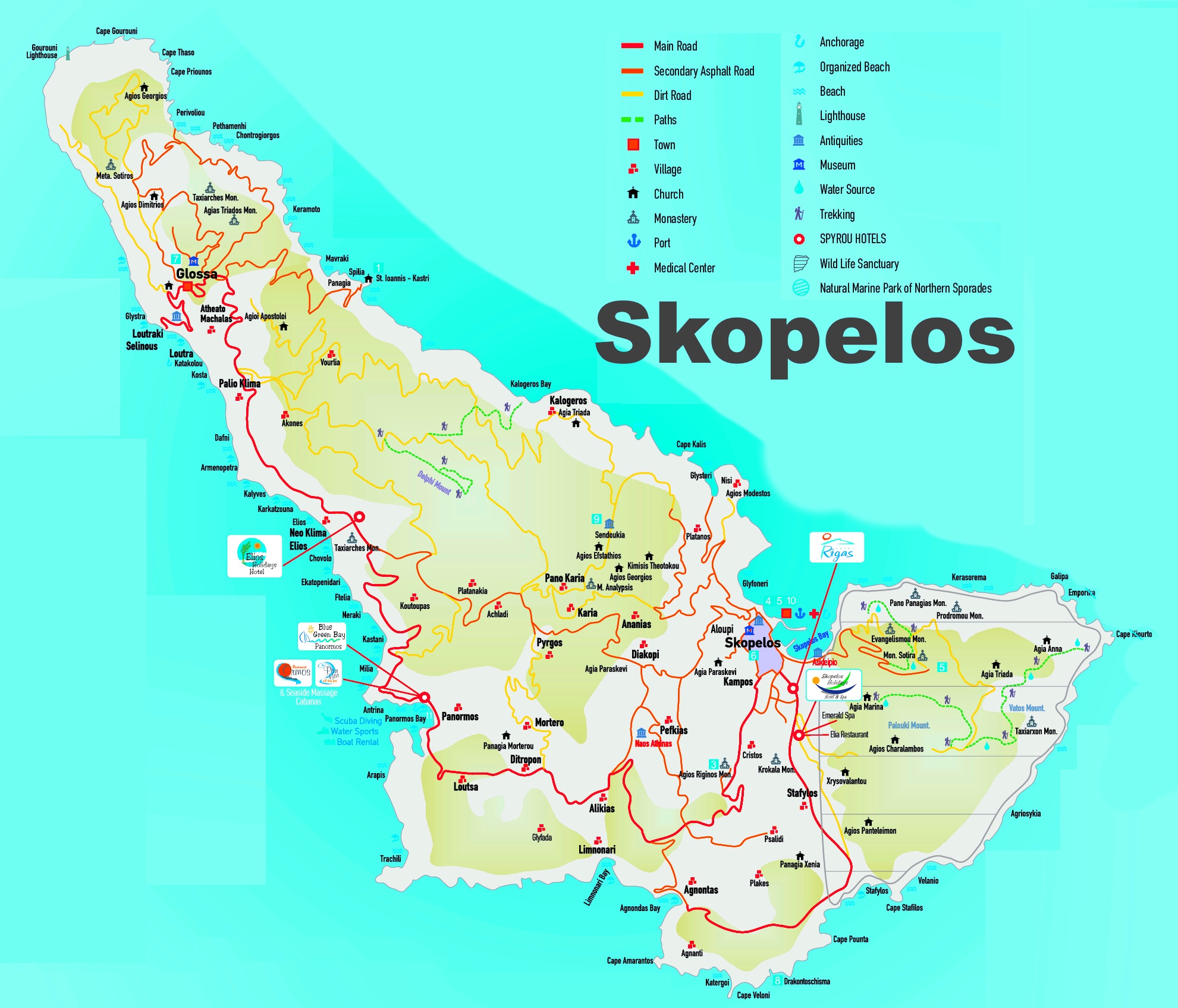 Skopelos Sightseeing Map Skopelos Sightseeing Map